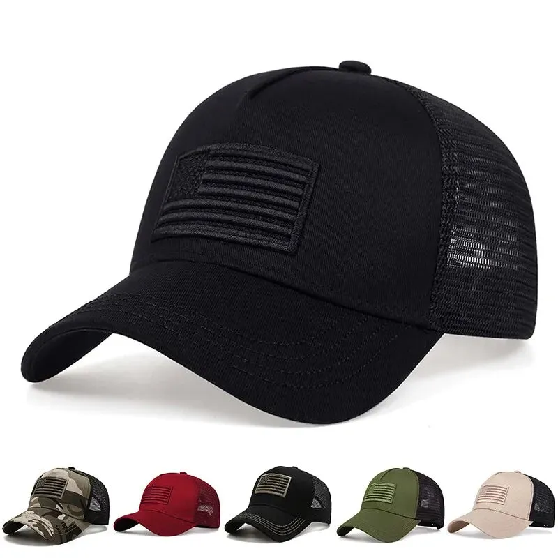 Trucker hat American Flag Baseball cap Net Cap Adjustable Casual trucker hat