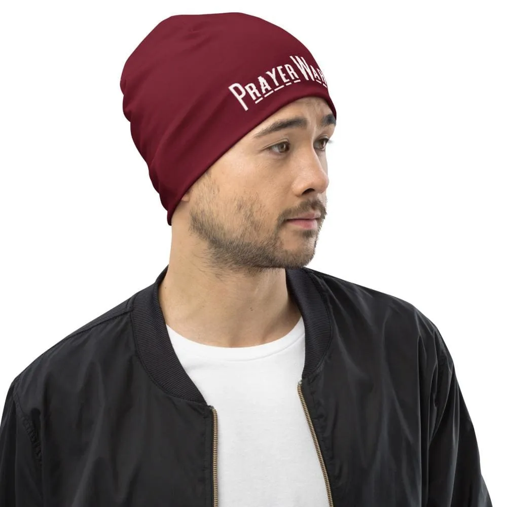 Uniquely You Beanie Hat - Burgundy Slouchy Beanie Prayer Warrior Print Men/Women