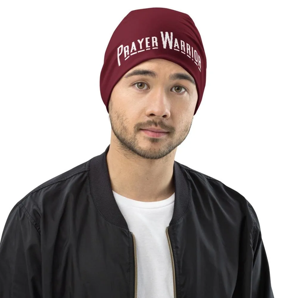Uniquely You Beanie Hat - Burgundy Slouchy Beanie Prayer Warrior Print Men/Women