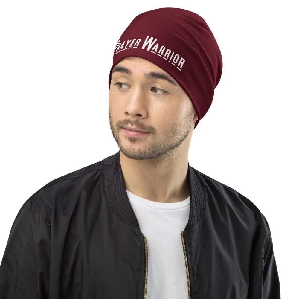 Uniquely You Beanie Hat - Burgundy Slouchy Beanie Prayer Warrior Print Men/Women