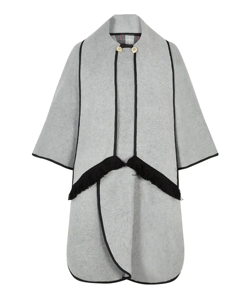 Wool Blend Reversible Tartan Check Cape (1330)