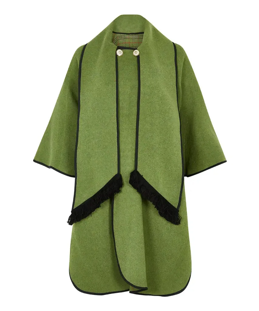 Wool Blend Reversible Tartan Check Cape (1330)
