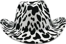 Wool Felt Hat with Cow Pattern Formal Hats Cow Reversible Accessories
