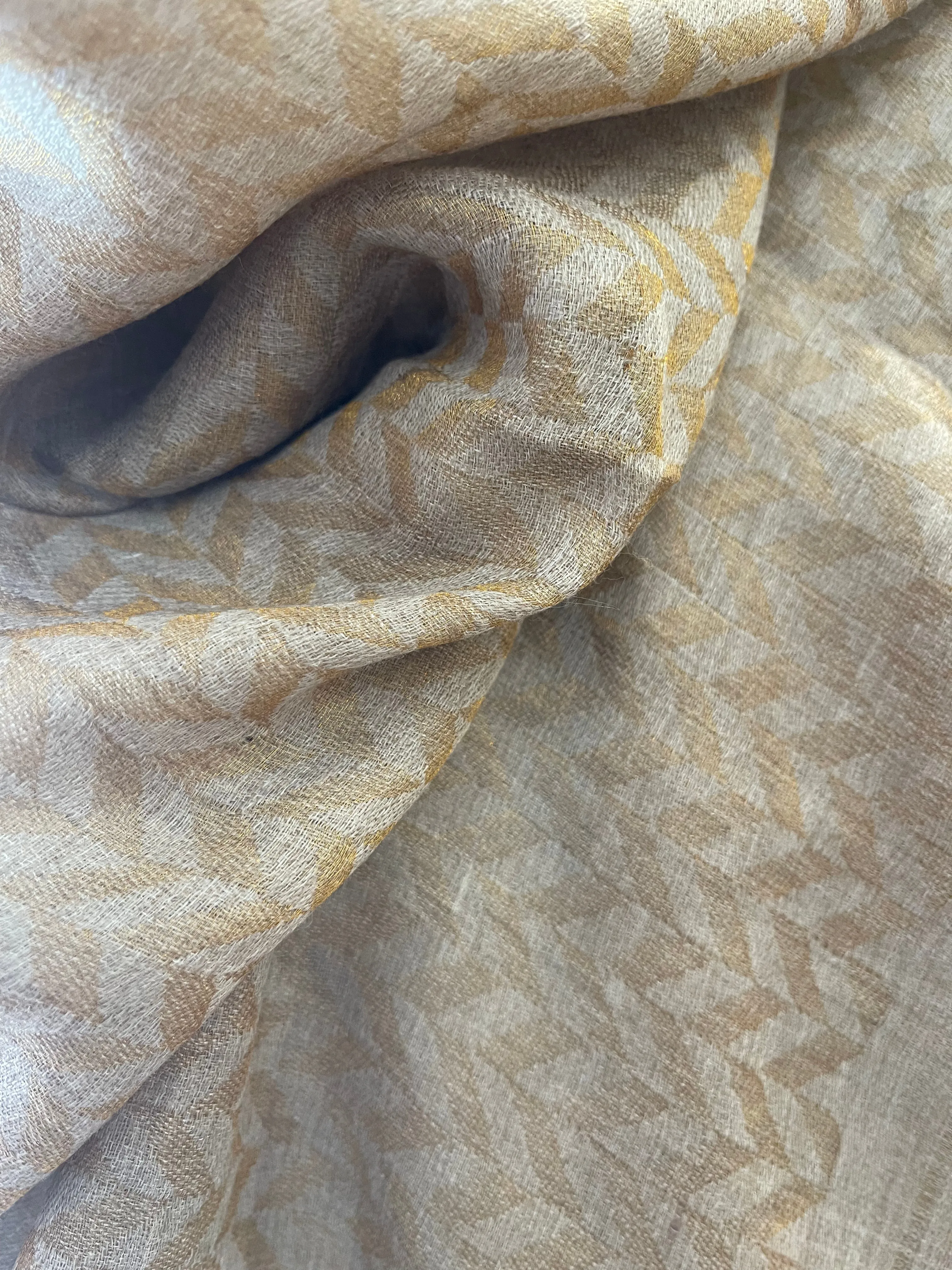 Wool Zig Zag Zari Scarf - Mist