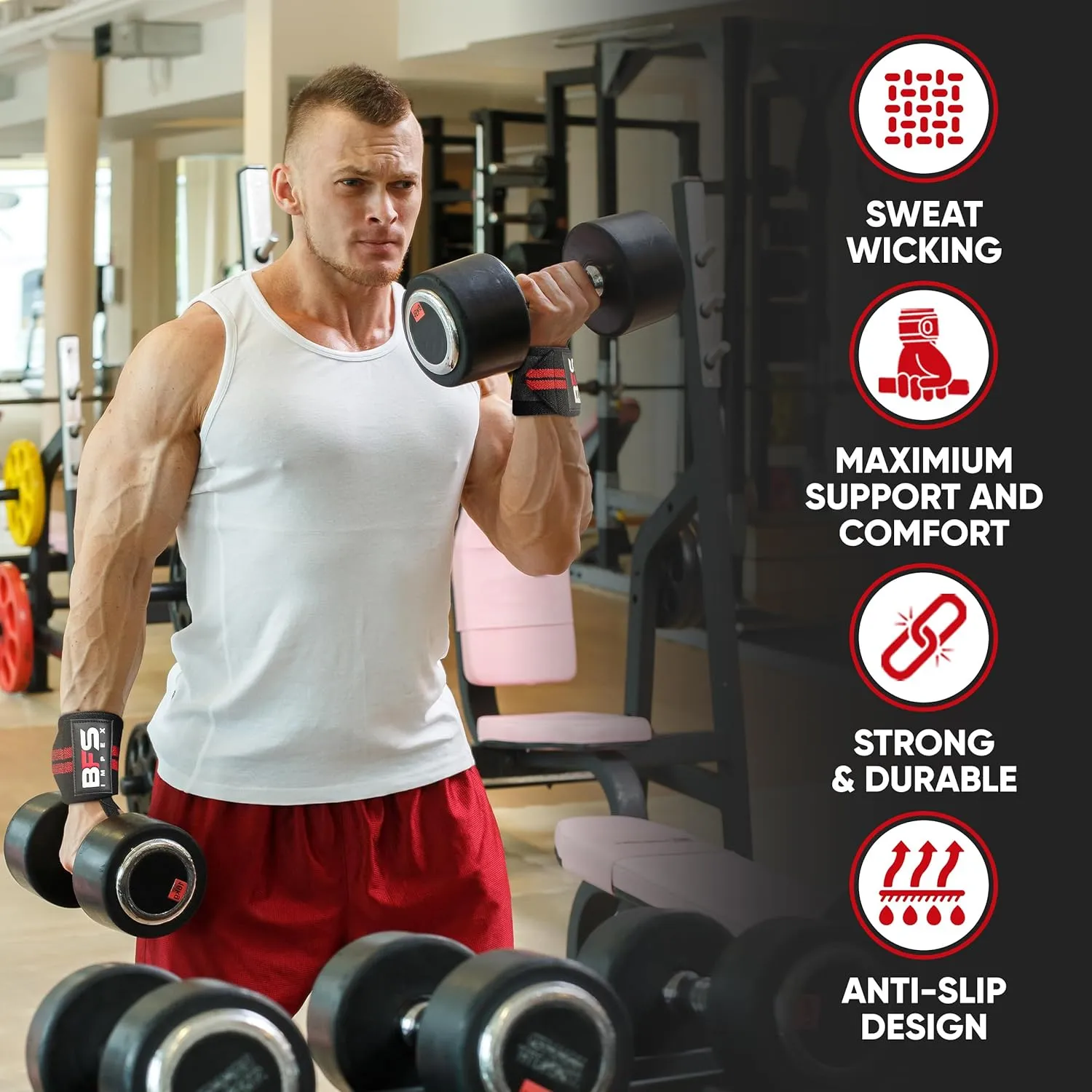 Wrist Wraps for Weightlifting,18 Premium Quality Wrist Straps for Weightlifting,Weight Lifting Wrist Wraps with Thumb Loop for Curls Dips,Powerlifting Weight Training Men Women
