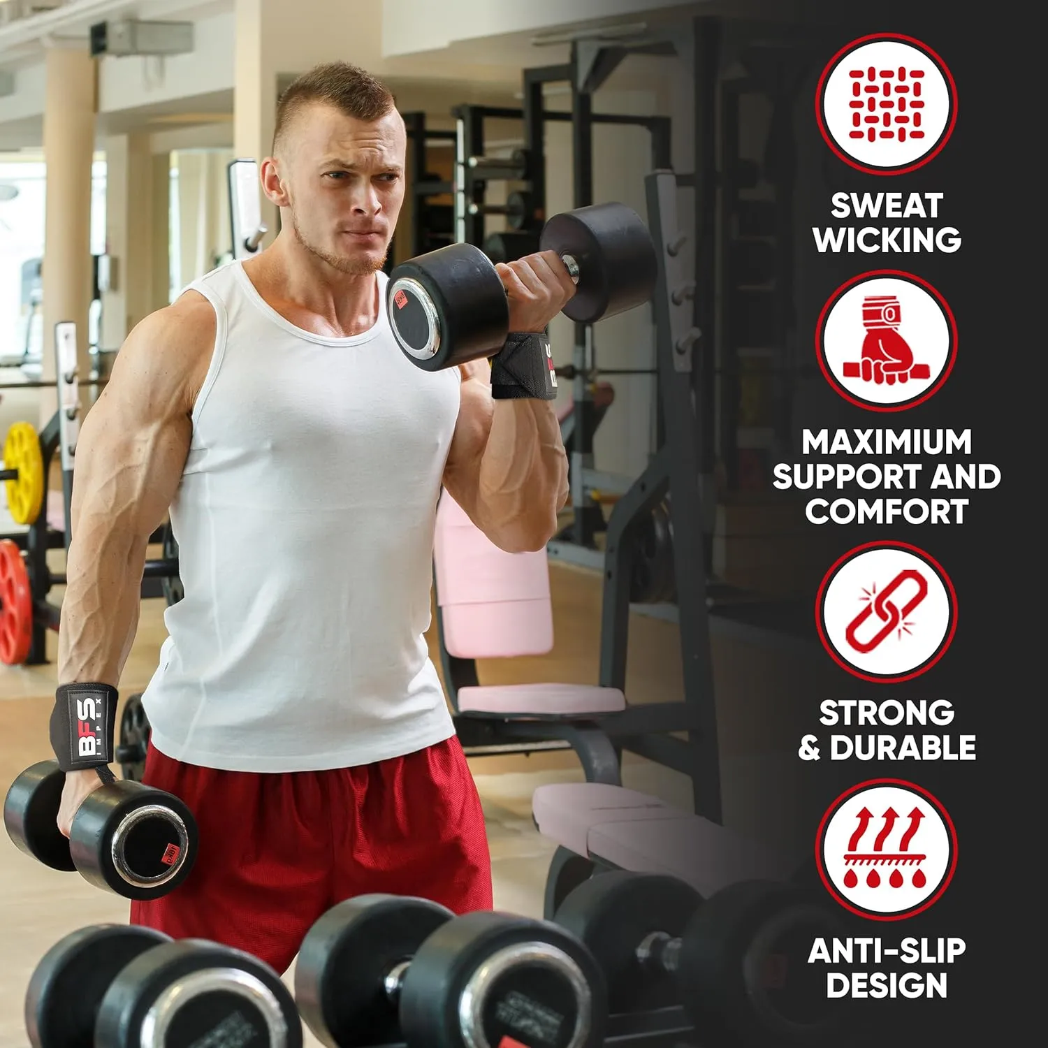 Wrist Wraps for Weightlifting,18 Premium Quality Wrist Straps for Weightlifting,Weight Lifting Wrist Wraps with Thumb Loop for Curls Dips,Powerlifting Weight Training Men Women
