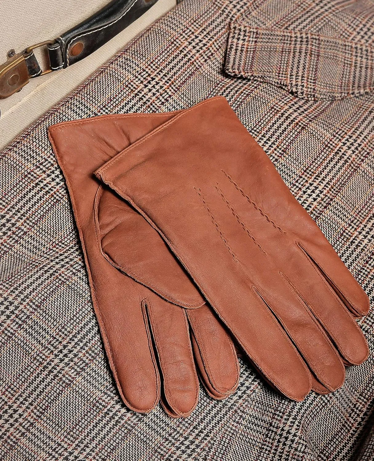 YISEVEN Winter Men's Touchscreen Warm Lambskin Leather Gloves